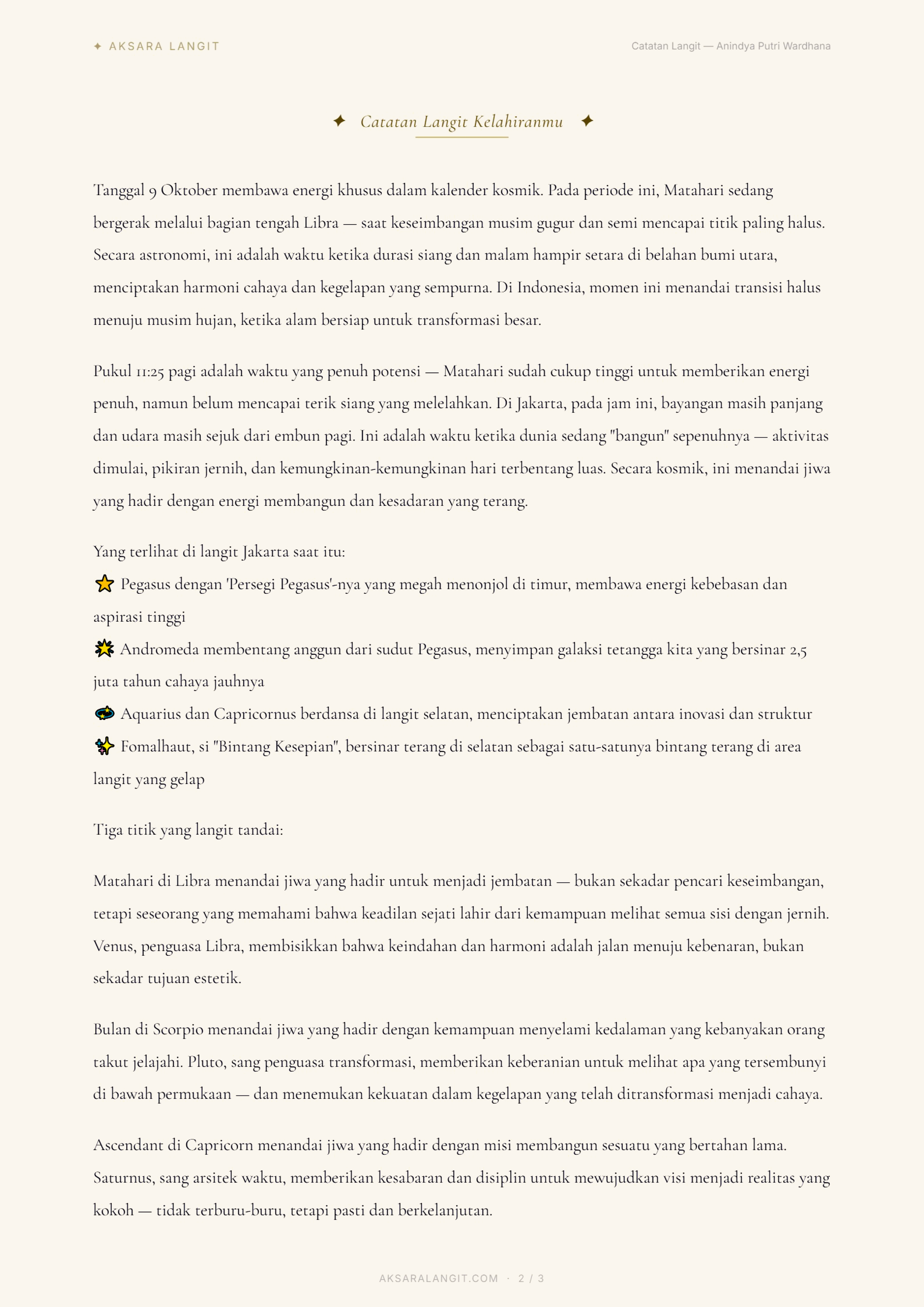 Contoh Catatan Langit — Aksara Langit